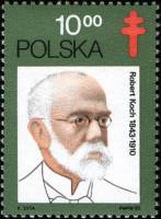 (1982-038) Марка Польша "Р. Кох"    Столетие туберкулезной палочки III Θ